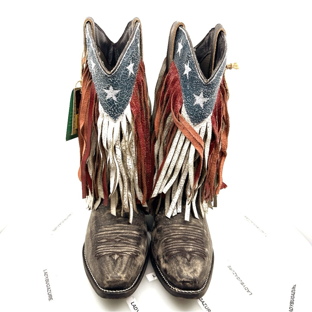 🔥NIB Roper Womens American Beauty Fringe Boots - Brown Sanded Vintage Vamp Sz 7